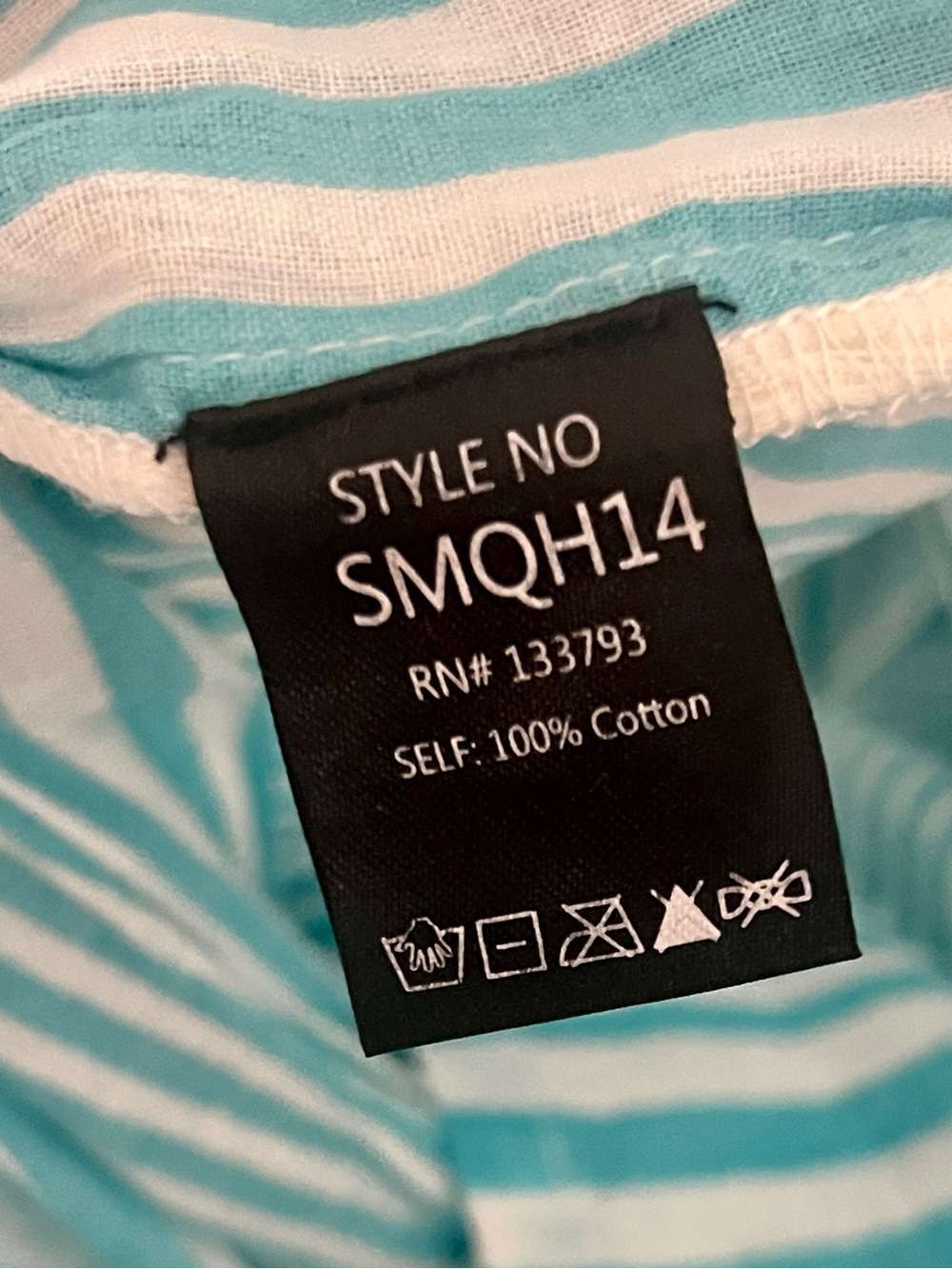 POL Turquoise & White Striped Smocked Mini Dress with Lace Beaded Appliqués - Picture 3 of 6